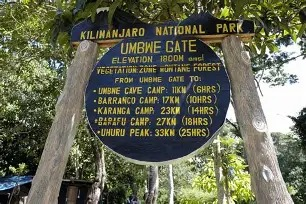 Umbwe Gate sign, Kilimanjaro National Park